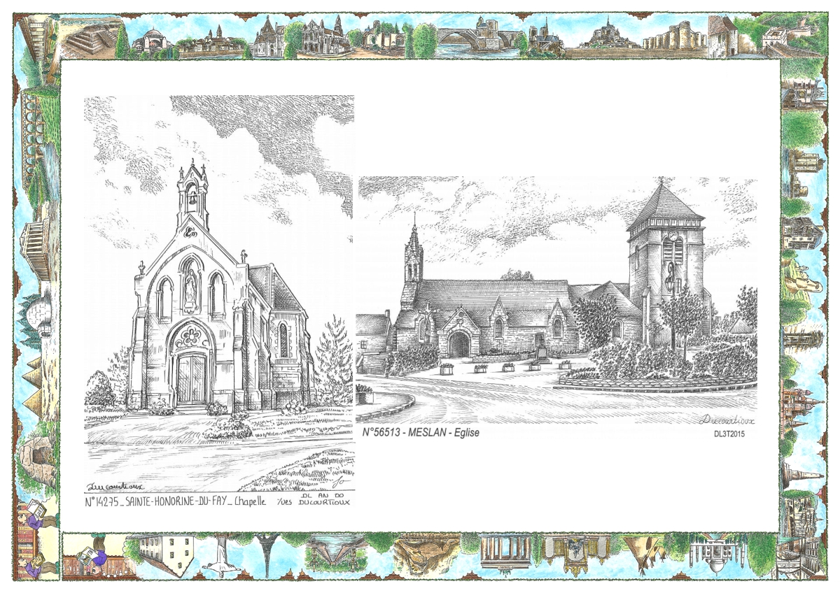 MONOCARTE N 14275-56513 - STE HONORINE DU FAY - chapelle / MESLAN - église
