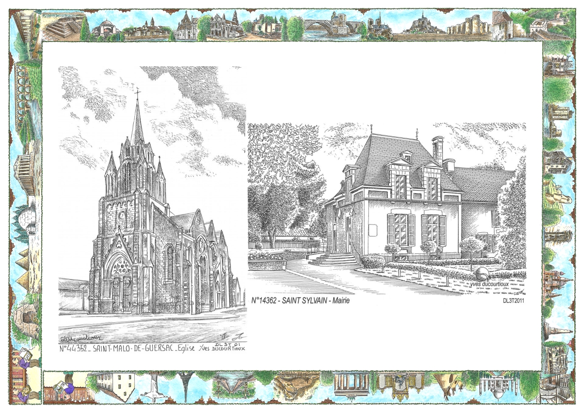 MONOCARTE N 14362-44352 - ST SYLVAIN - mairie / ST MALO DE GUERSAC - église
