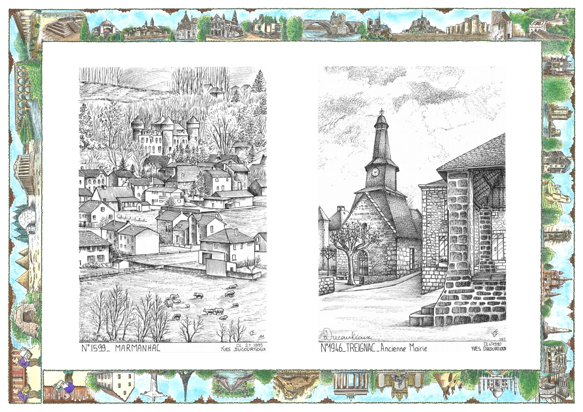 MONOCARTE N 15099-19046 - MARMANHAC - vue / TREIGNAC - ancienne mairie