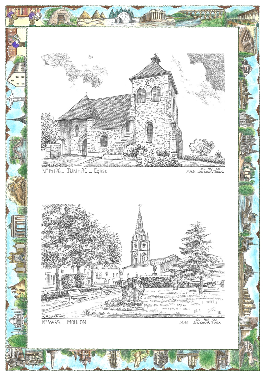 MONOCARTE N 15176-33469 - JUNHAC - église / MOULON - vue