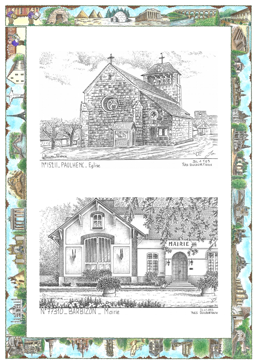 MONOCARTE N 15211-77310 - PAULHENC - église / BARBIZON - mairie