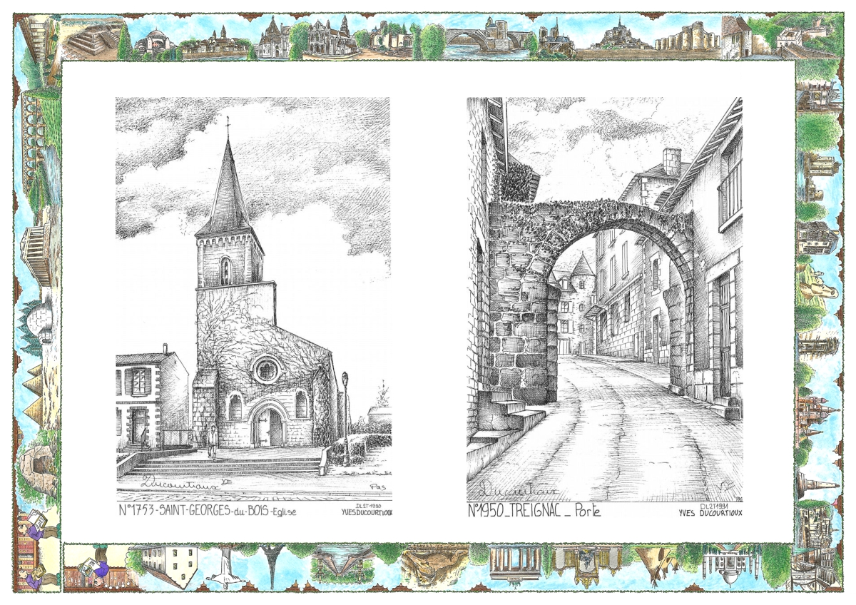 MONOCARTE N 17053-19050 - ST GEORGES DU BOIS - église / TREIGNAC - porte