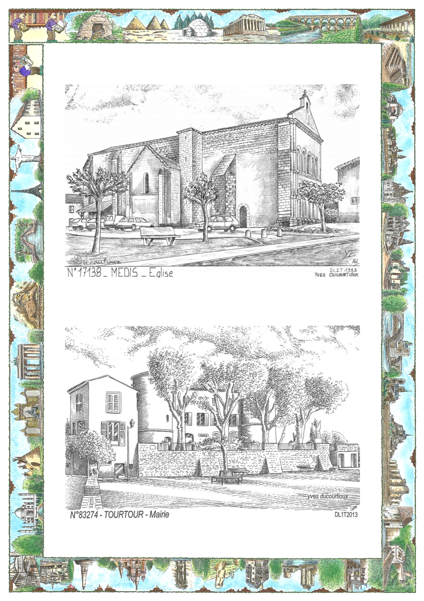 MONOCARTE N 17138-83274 - MEDIS - église / TOURTOUR - mairie