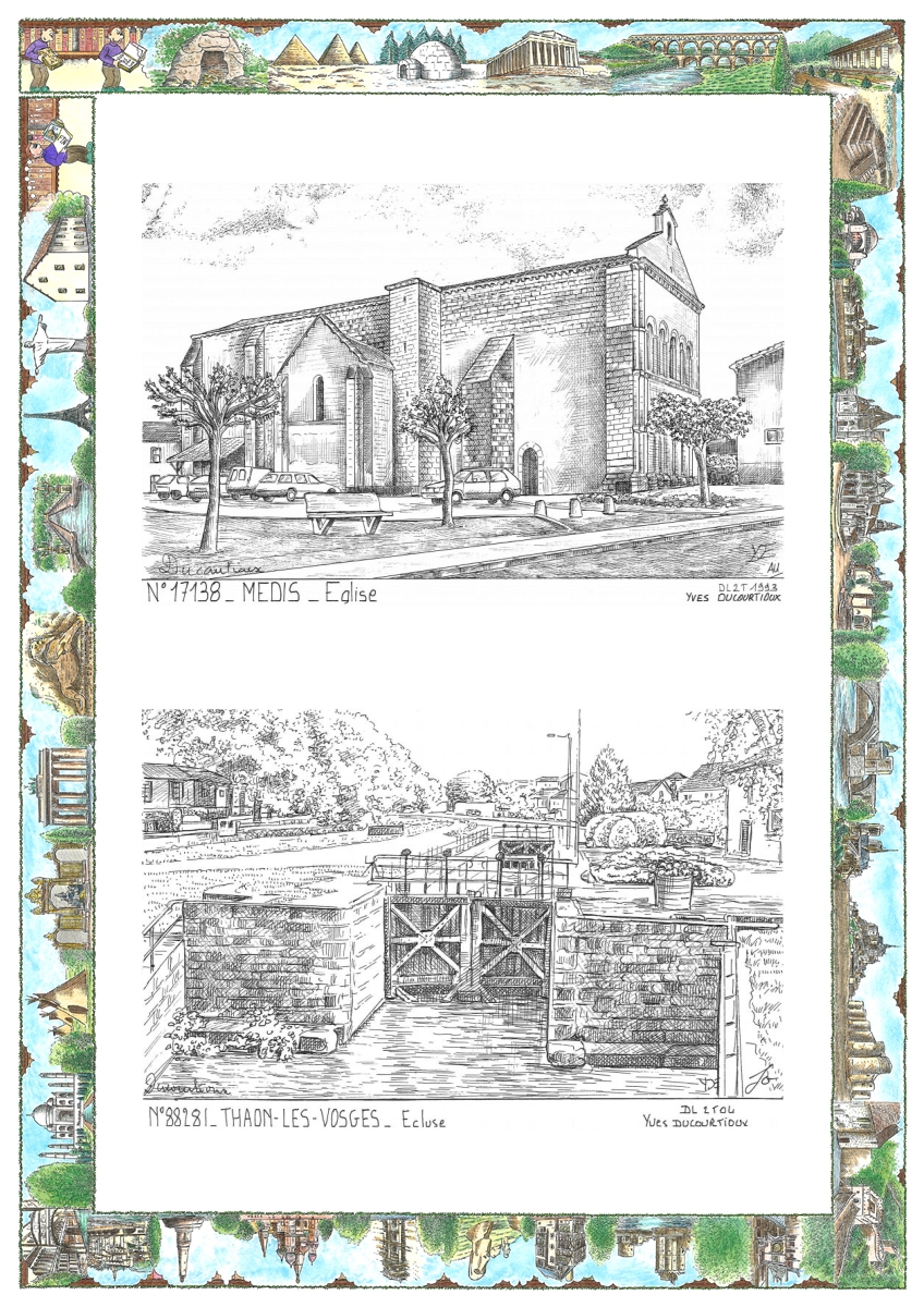 MONOCARTE N 17138-88281 - MEDIS - église / THAON LES VOSGES - écluse
