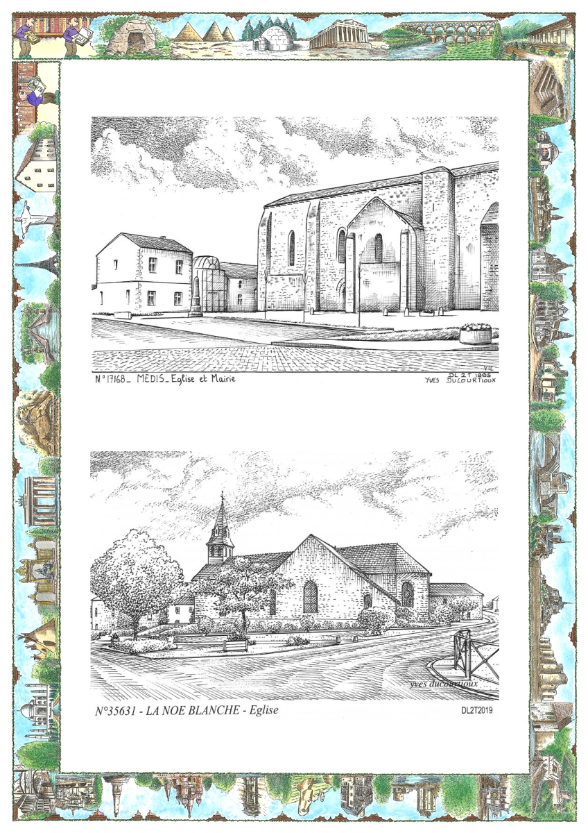 MONOCARTE N 17168-35631 - MEDIS - église et mairie / LA NOE BLANCHE - église