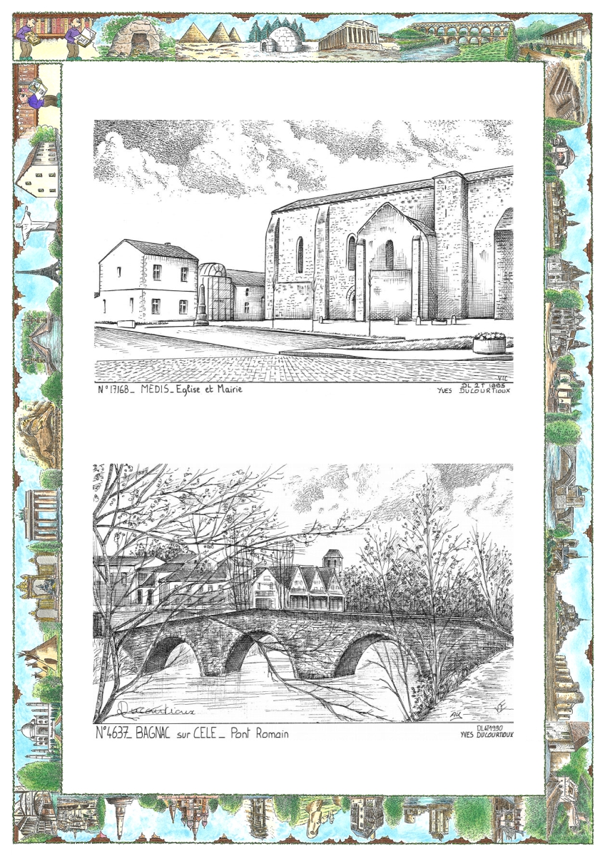 MONOCARTE N 17168-46037 - MEDIS - église et mairie / BAGNAC SUR CELE - pont romain