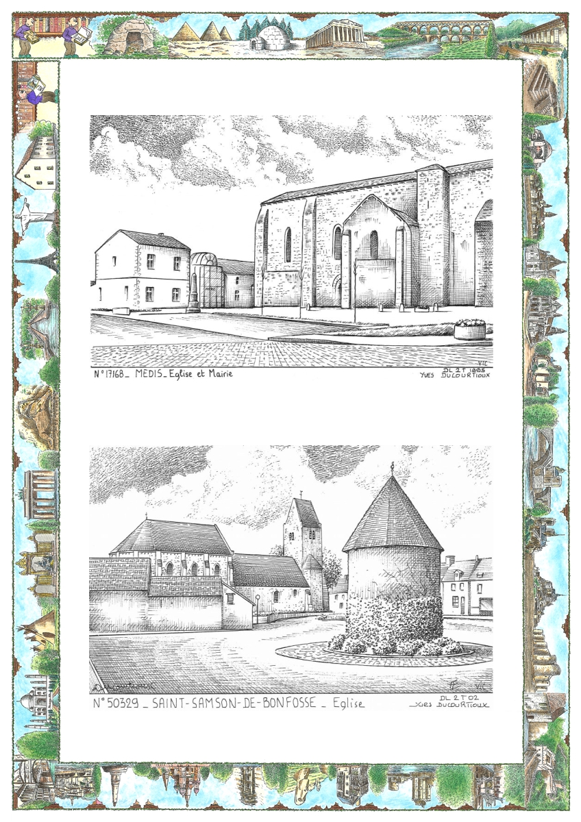MONOCARTE N 17168-50329 - MEDIS - église et mairie / ST SAMSON DE BONFOSSE - église