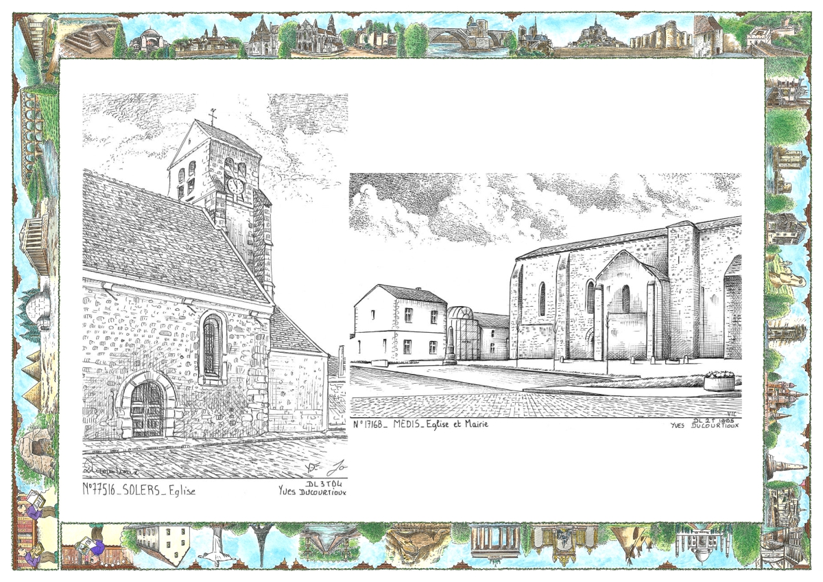 MONOCARTE N 17168-77516 - MEDIS - église et mairie / SOLERS - église