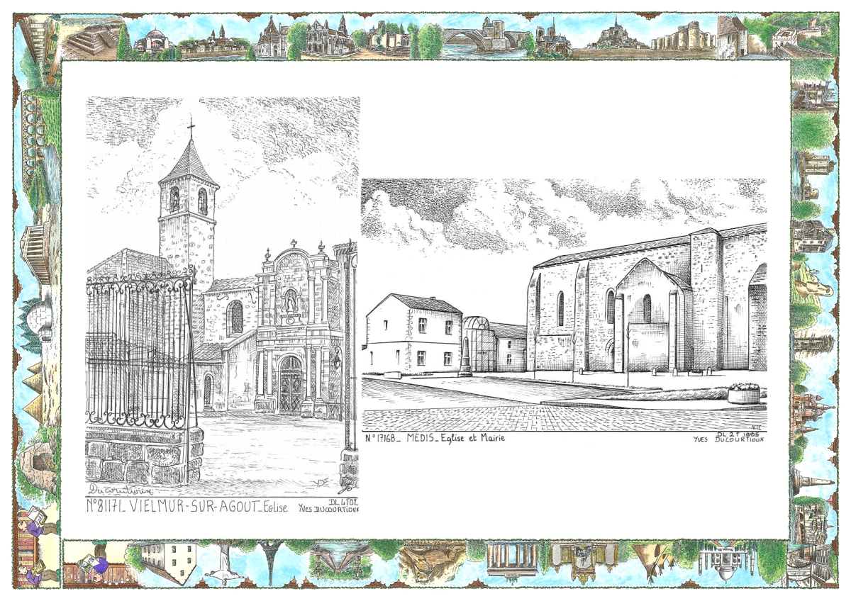 MONOCARTE N 17168-81171 - MEDIS - église et mairie / VIELMUR SUR AGOUT - église