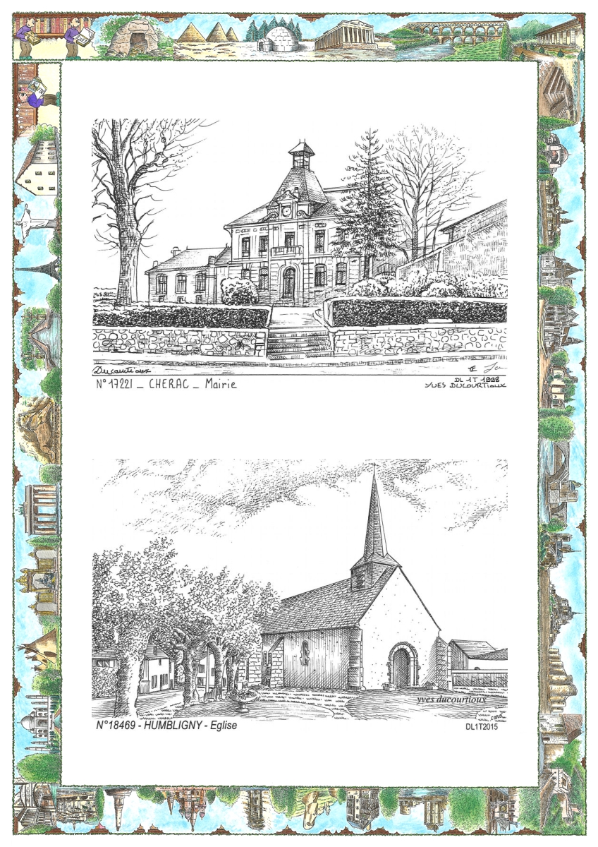MONOCARTE N 17221-18469 - CHERAC - mairie / HUMBLIGNY - église