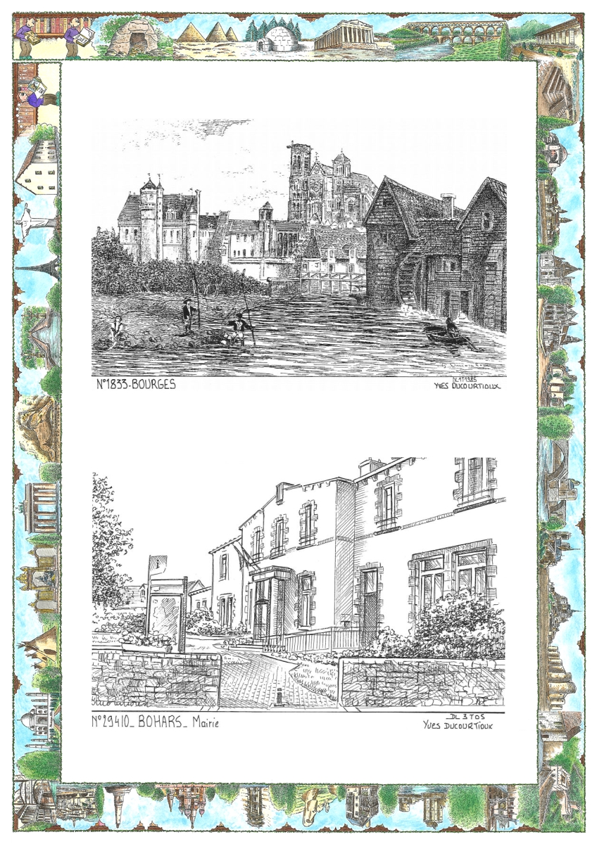 MONOCARTE N 18033-29410 - BOURGES - vue / BOHARS - mairie