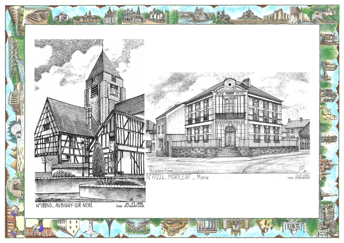 MONOCARTE N 18240-77224 - AUBIGNY SUR NERE - vue / MORTCERF - mairie