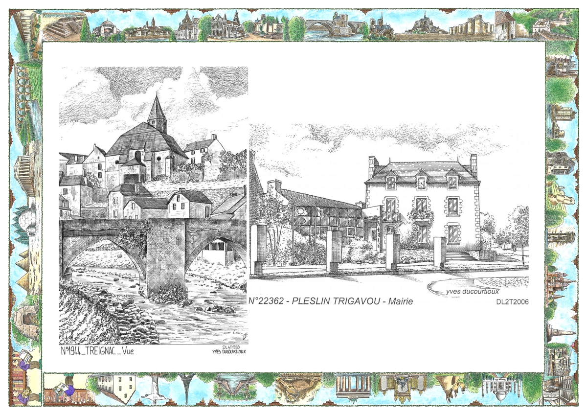MONOCARTE N 19044-22362 - TREIGNAC - vue / PLESLIN TRIGAVOU - mairie