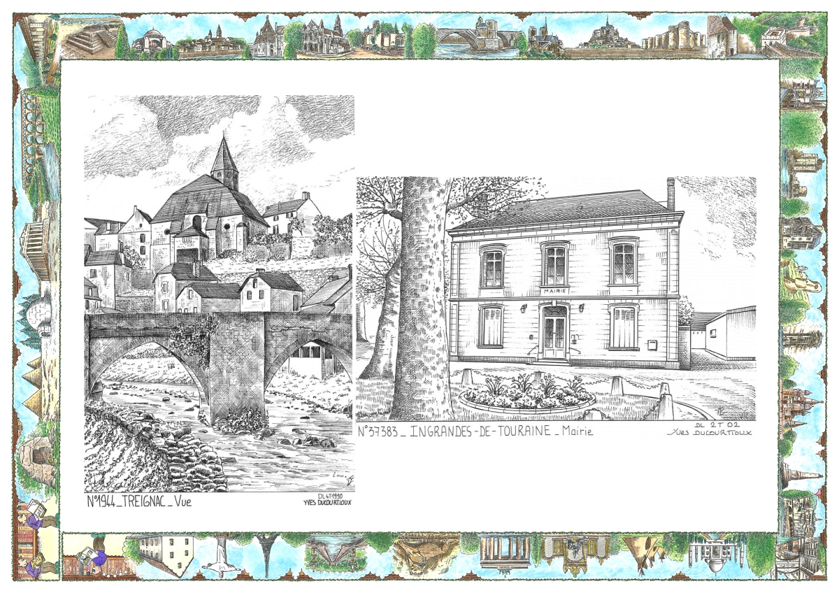 MONOCARTE N 19044-37383 - TREIGNAC - vue / INGRANDES DE TOURAINE - mairie