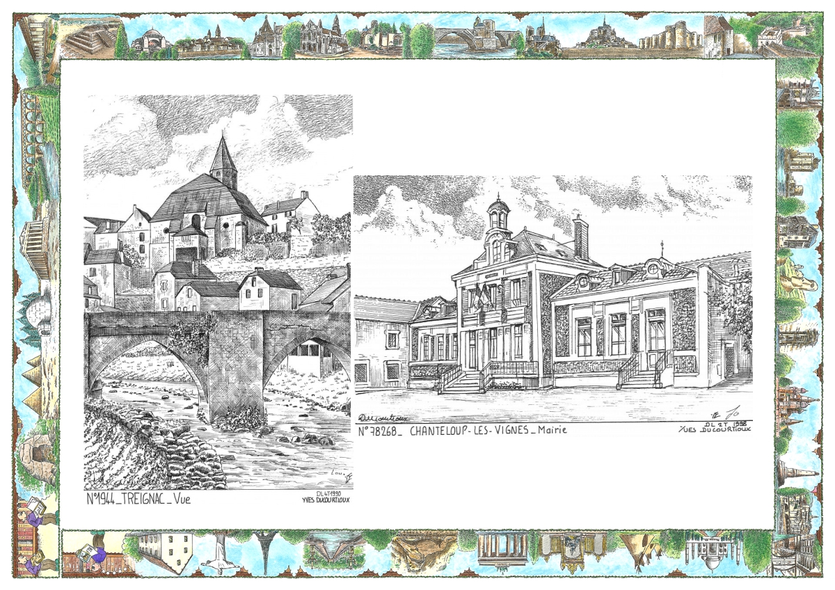 MONOCARTE N 19044-78268 - TREIGNAC - vue / CHANTELOUP LES VIGNES - mairie