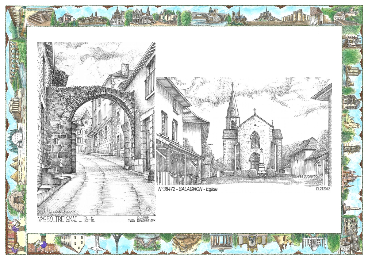 MONOCARTE N 19050-38472 - TREIGNAC - porte / SALAGNON - église