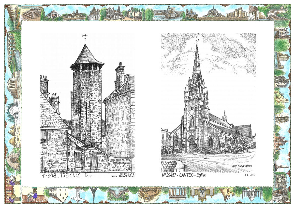 MONOCARTE N 19143-29457 - TREIGNAC - tour / SANTEC - église