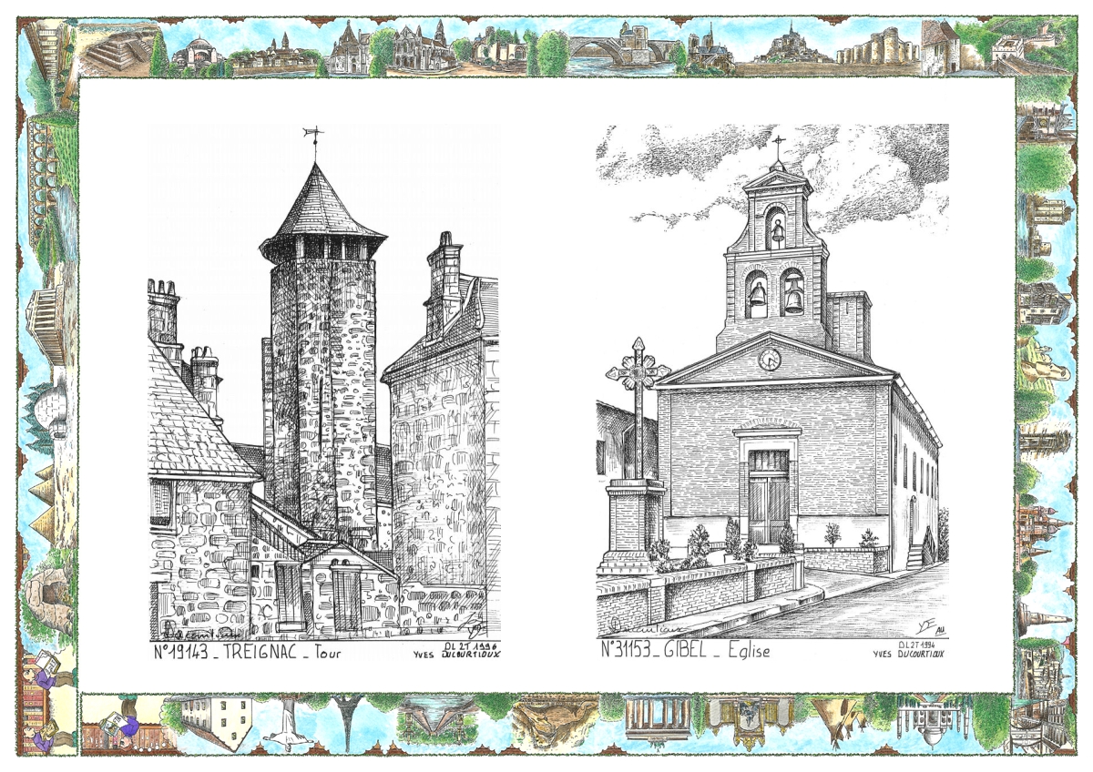 MONOCARTE N 19143-31153 - TREIGNAC - tour / GIBEL - église