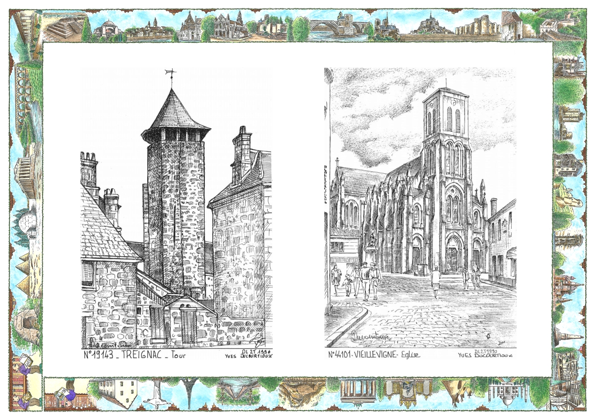 MONOCARTE N 19143-44101 - TREIGNAC - tour / VIEILLEVIGNE - église