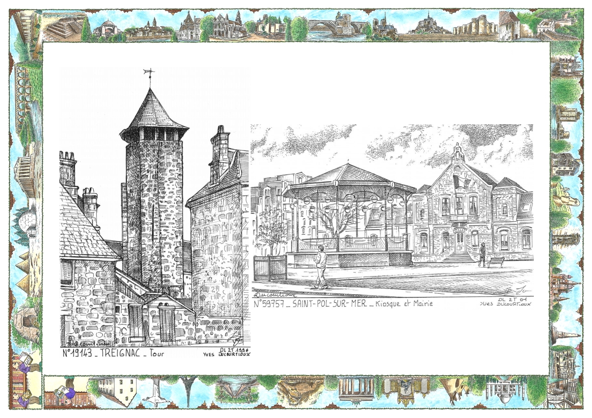 MONOCARTE N 19143-59757 - TREIGNAC - tour / ST POL SUR MER - kiosque et mairie
