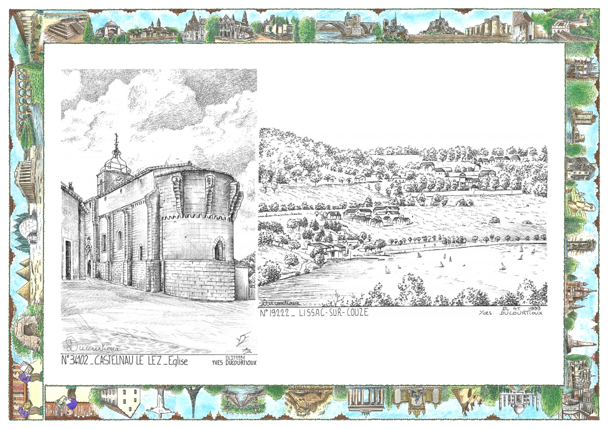 MONOCARTE N 19222-34102 - LISSAC SUR COUZE - vue / CASTELNAU LE LEZ - église