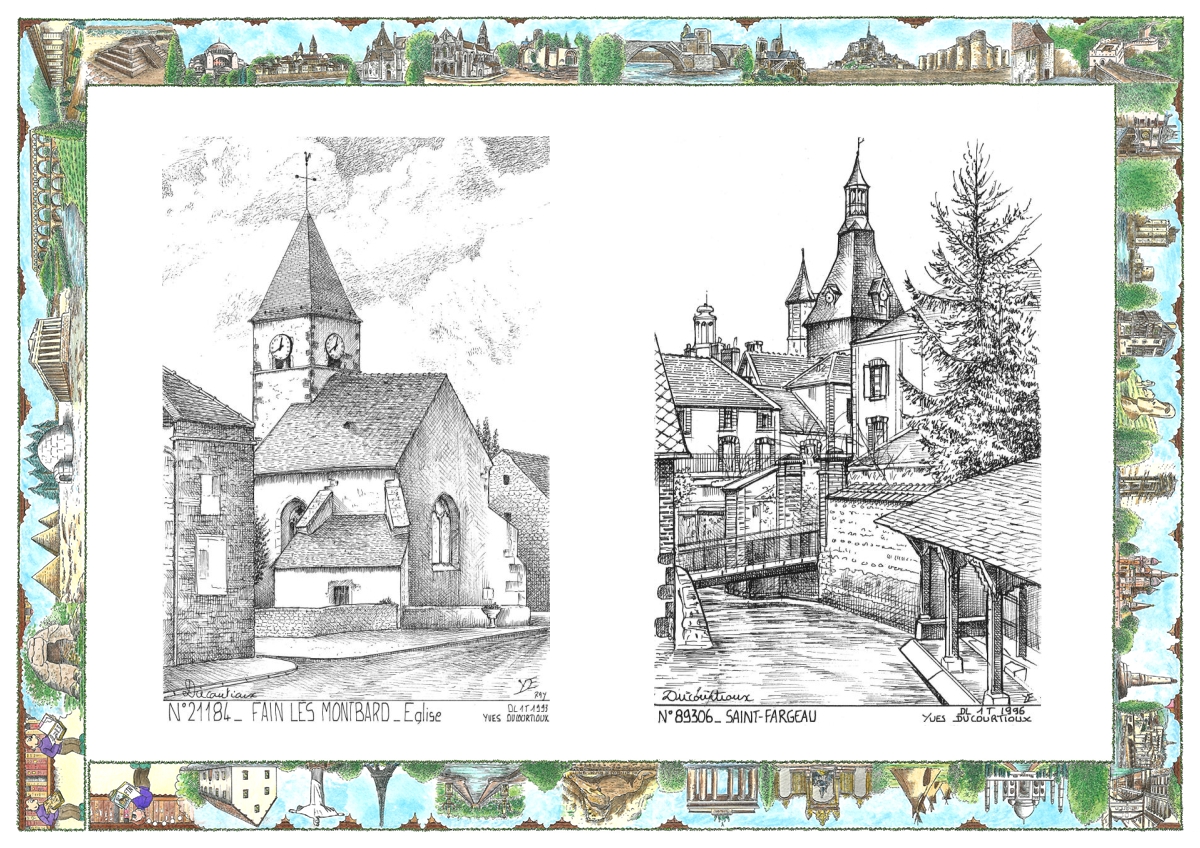 MONOCARTE N 21184-89306 - FAIN LES MONTBARD - église / ST FARGEAU - vue