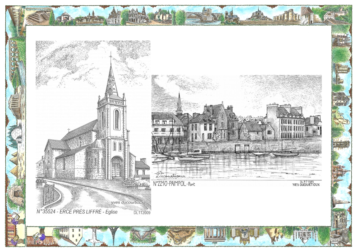 MONOCARTE N 22050-35524 - PAIMPOL - port / ERCE PRES LIFFRE - église