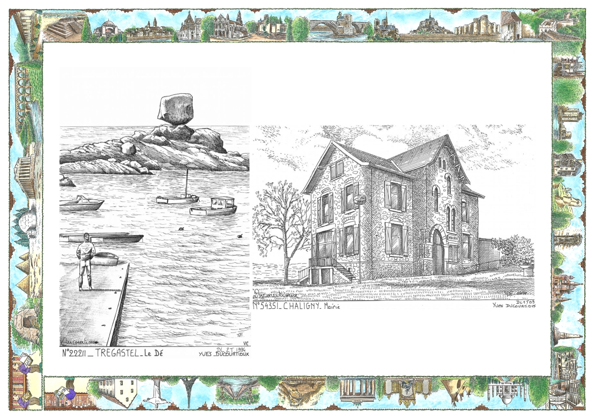MONOCARTE N 22211-54351 - TREGASTEL - le dé / CHALIGNY - mairie