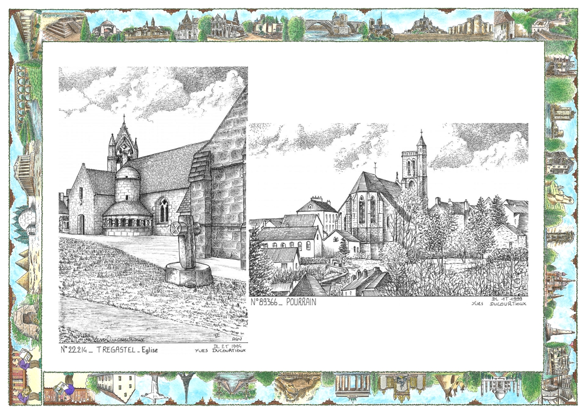 MONOCARTE N 22214-89366 - TREGASTEL - église / POURRAIN - vue