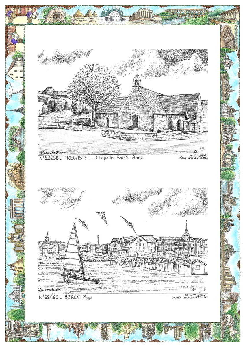 MONOCARTE N 22258-62463 - TREGASTEL - chapelle ste anne / BERCK - plage