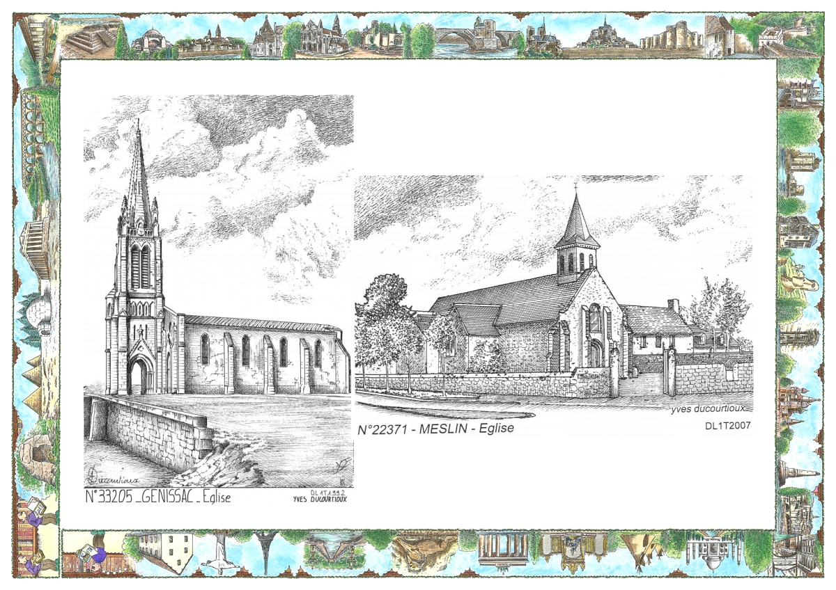 MONOCARTE N 22371-33205 - MESLIN - église / GENISSAC - église