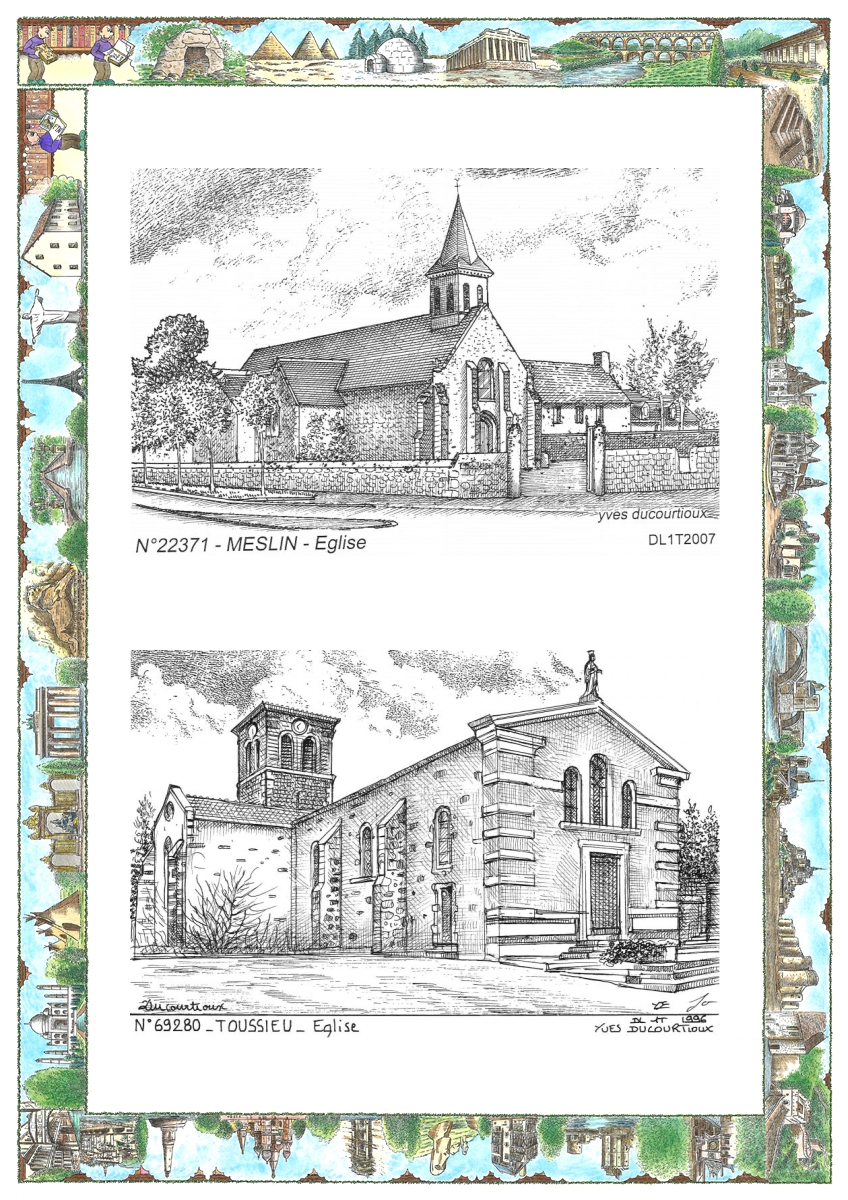 MONOCARTE N 22371-69280 - MESLIN - église / TOUSSIEU - église