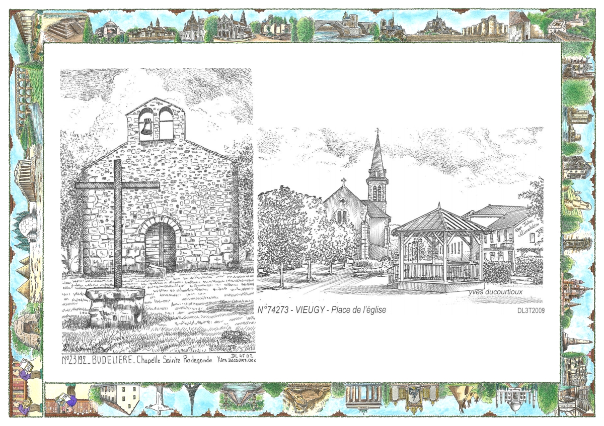 MONOCARTE N 23192-74273 - BUDELIERE - chapelle ste radegonde / SEYNOD - place de l église à vieugy