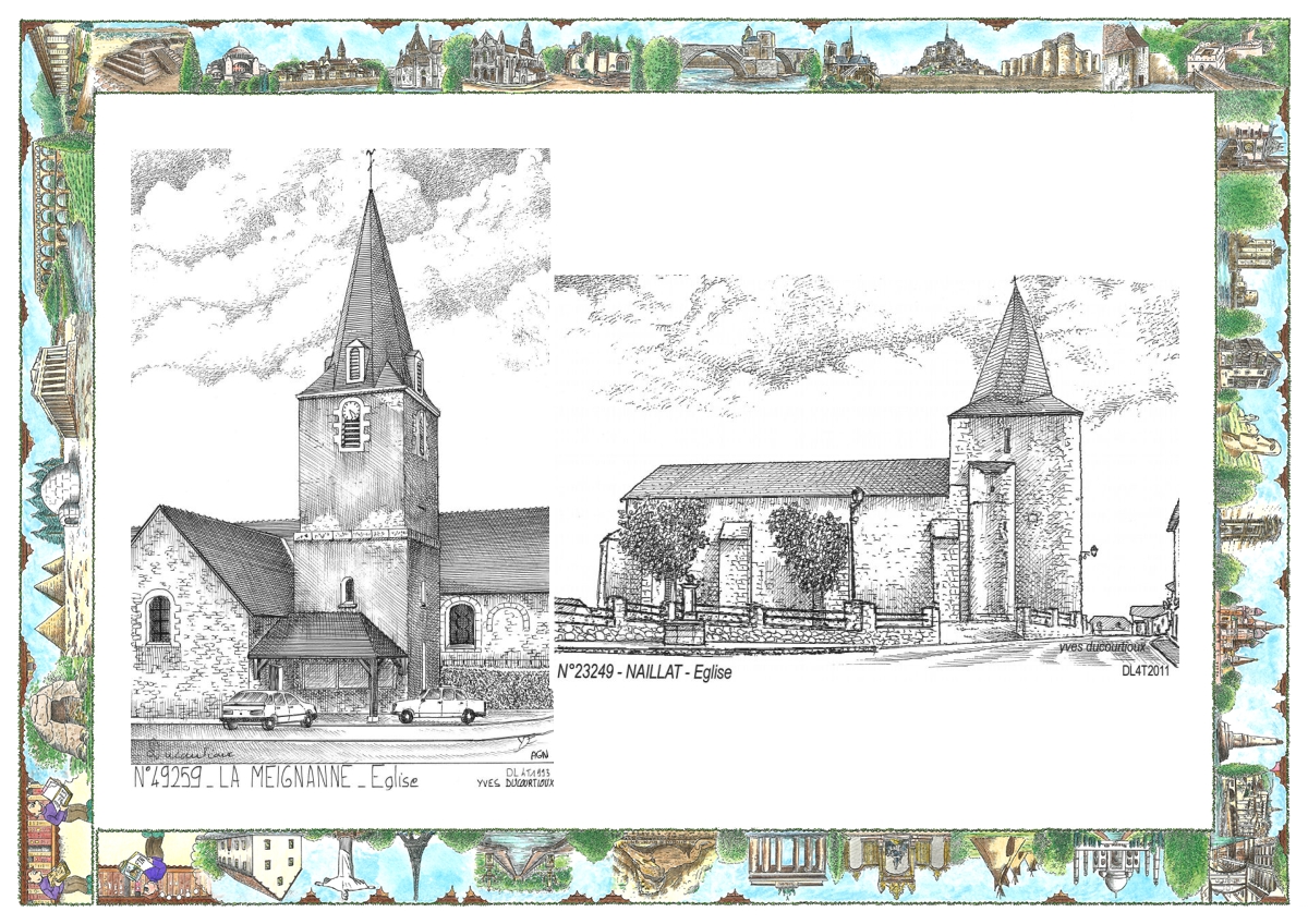 MONOCARTE N 23249-49259 - NAILLAT - église / LA MEIGNANNE - église