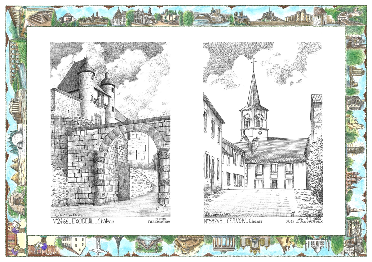 MONOCARTE N 24066-58243 - EXCIDEUIL - château / CERVON - clocher