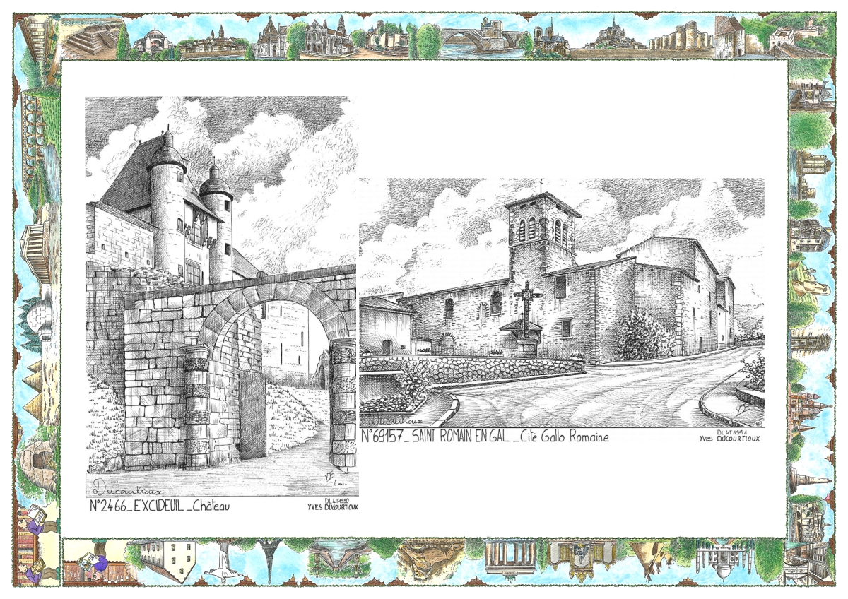 MONOCARTE N 24066-69157 - EXCIDEUIL - château / ST ROMAIN EN GAL - cité gallo romaine