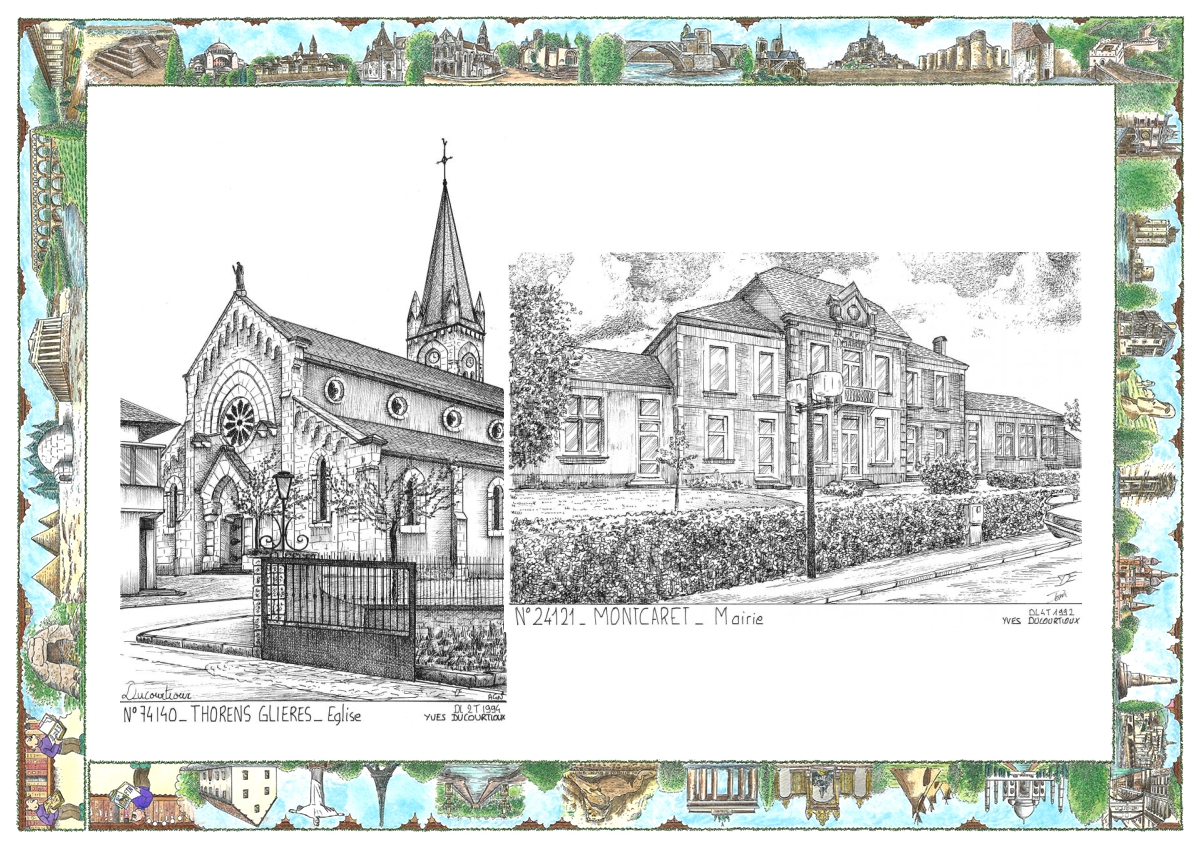 MONOCARTE N 24121-74140 - MONTCARET - mairie / THORENS GLIERES - église