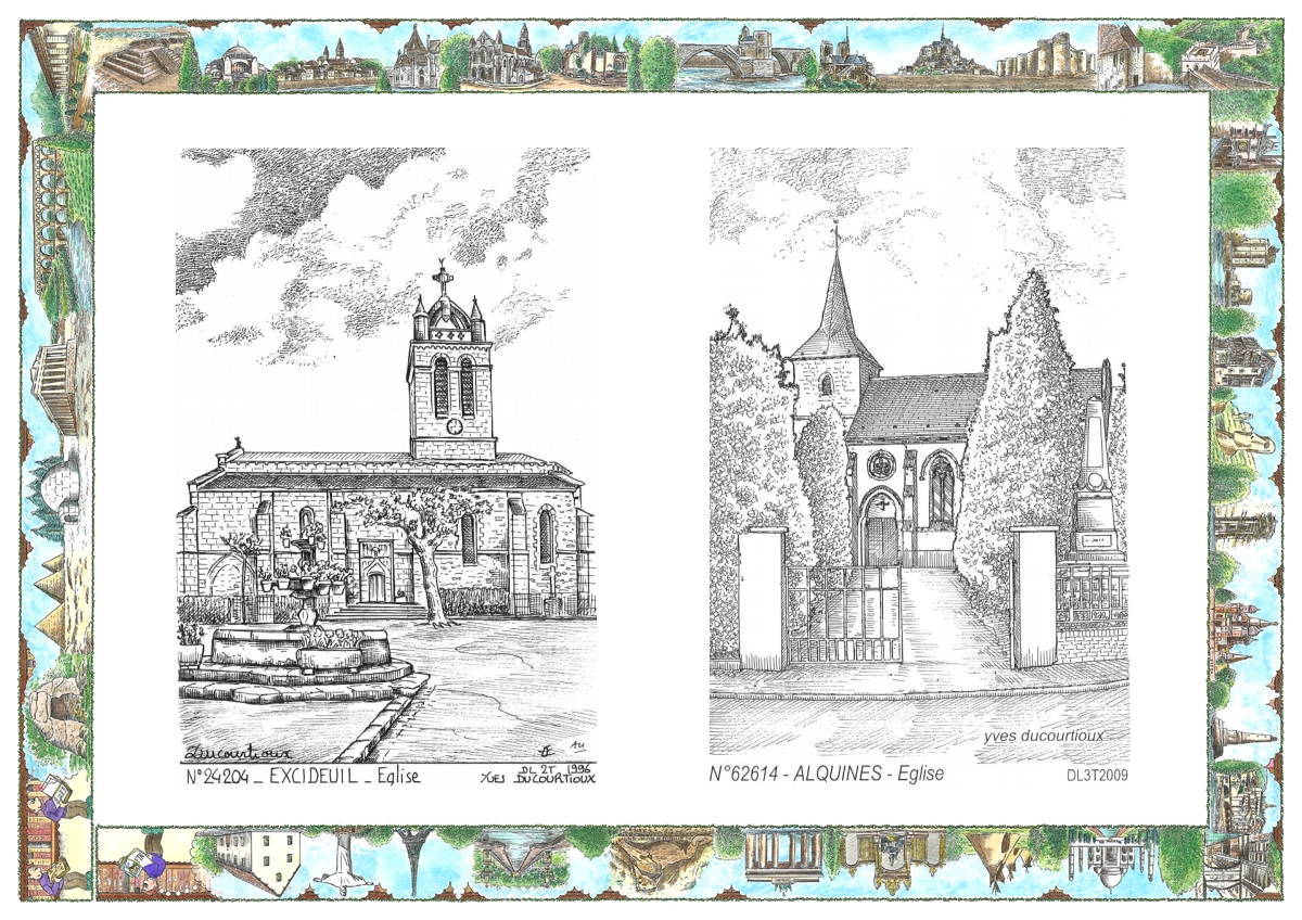 MONOCARTE N 24204-62614 - EXCIDEUIL - église / ALQUINES - église