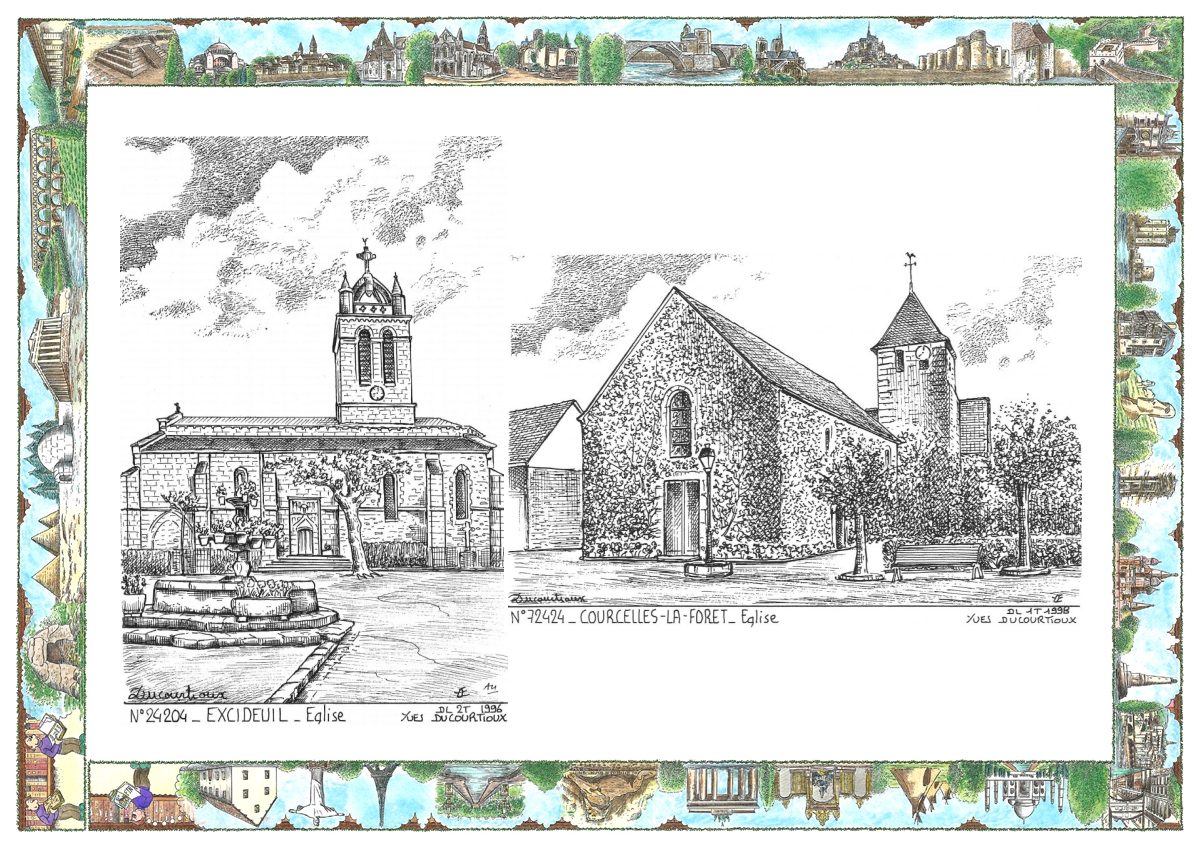 MONOCARTE N 24204-72424 - EXCIDEUIL - église / COURCELLES LA FORET - église