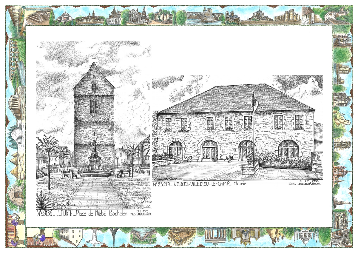 MONOCARTE N 25217-68136 - VERCEL VILLEDIEU LE CAMP - mairie / ILLFURTH - place de l abbé bochelen