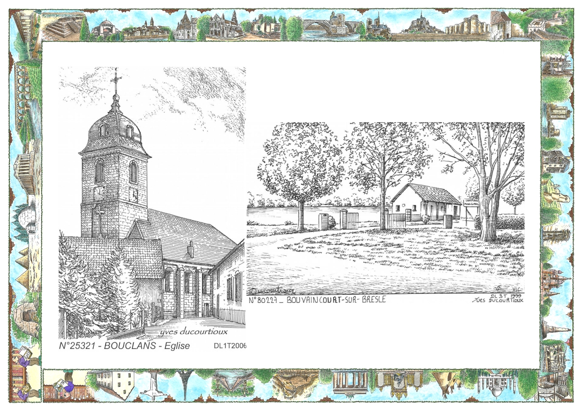 MONOCARTE N 25321-80227 - BOUCLANS - église / BOUVAINCOURT SUR BRESLE - vue