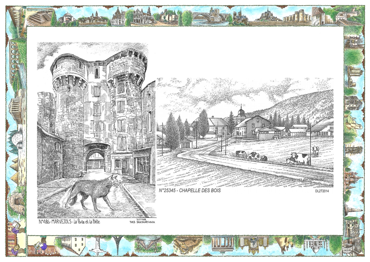 MONOCARTE N 25345-48006 - CHAPELLE DES BOIS - vue / MARVEJOLS - la porte et la bête