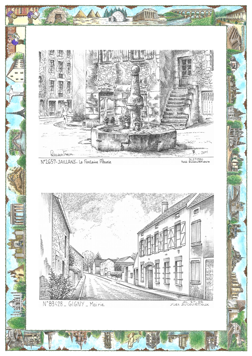 MONOCARTE N 26057-89428 - SAILLANS - la fontaine fleurie / GIGNY - mairie