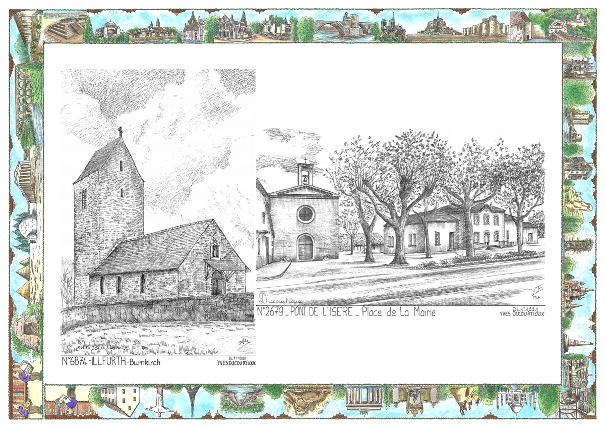 MONOCARTE N 26079-68074 - PONT DE L ISERE - place de la mairie / ILLFURTH - burnkirch