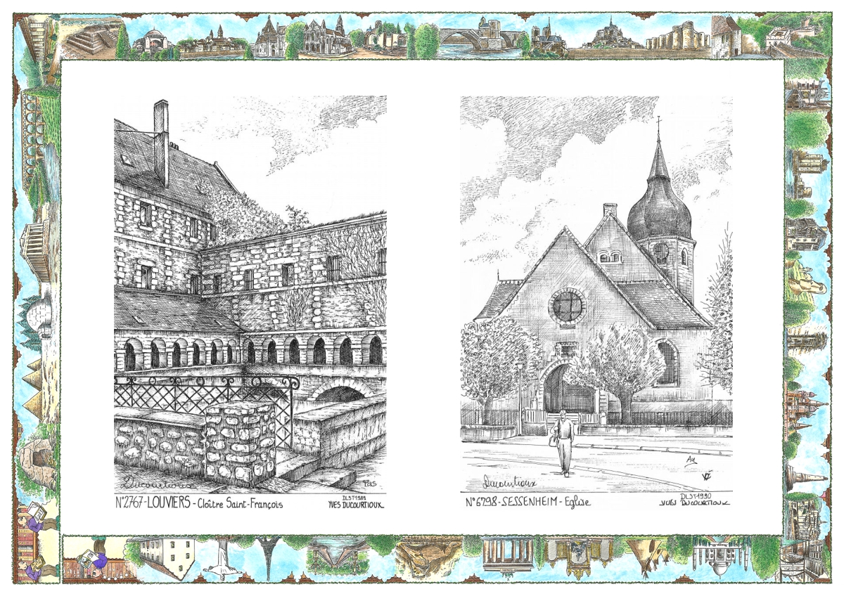 MONOCARTE N 27067-67098 - LOUVIERS - cloître st françois / SESSENHEIM - église