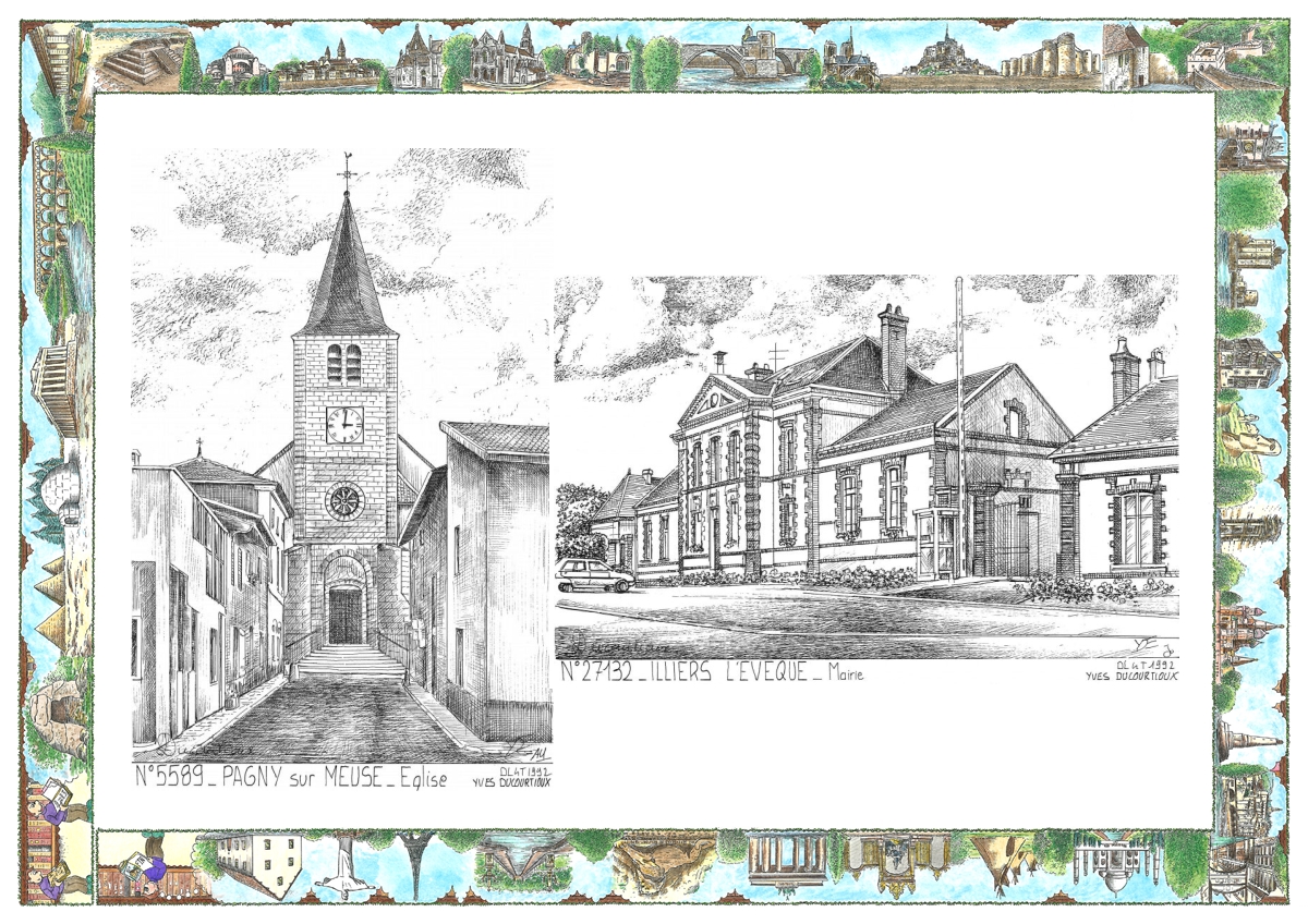 MONOCARTE N 27132-55089 - ILLIERS L EVEQUE - mairie / PAGNY SUR MEUSE - église