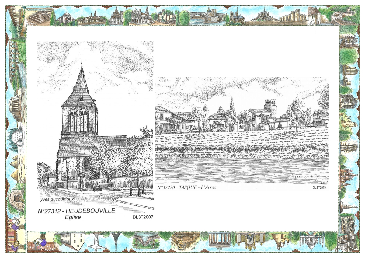 MONOCARTE N 27312-32220 - HEUDEBOUVILLE - église / TASQUE - l arros
