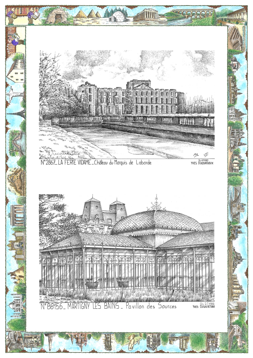 MONOCARTE N 28067-88156 - LA FERTE VIDAME - château du marquis de laborde / MARTIGNY LES BAINS - pavillon des sources