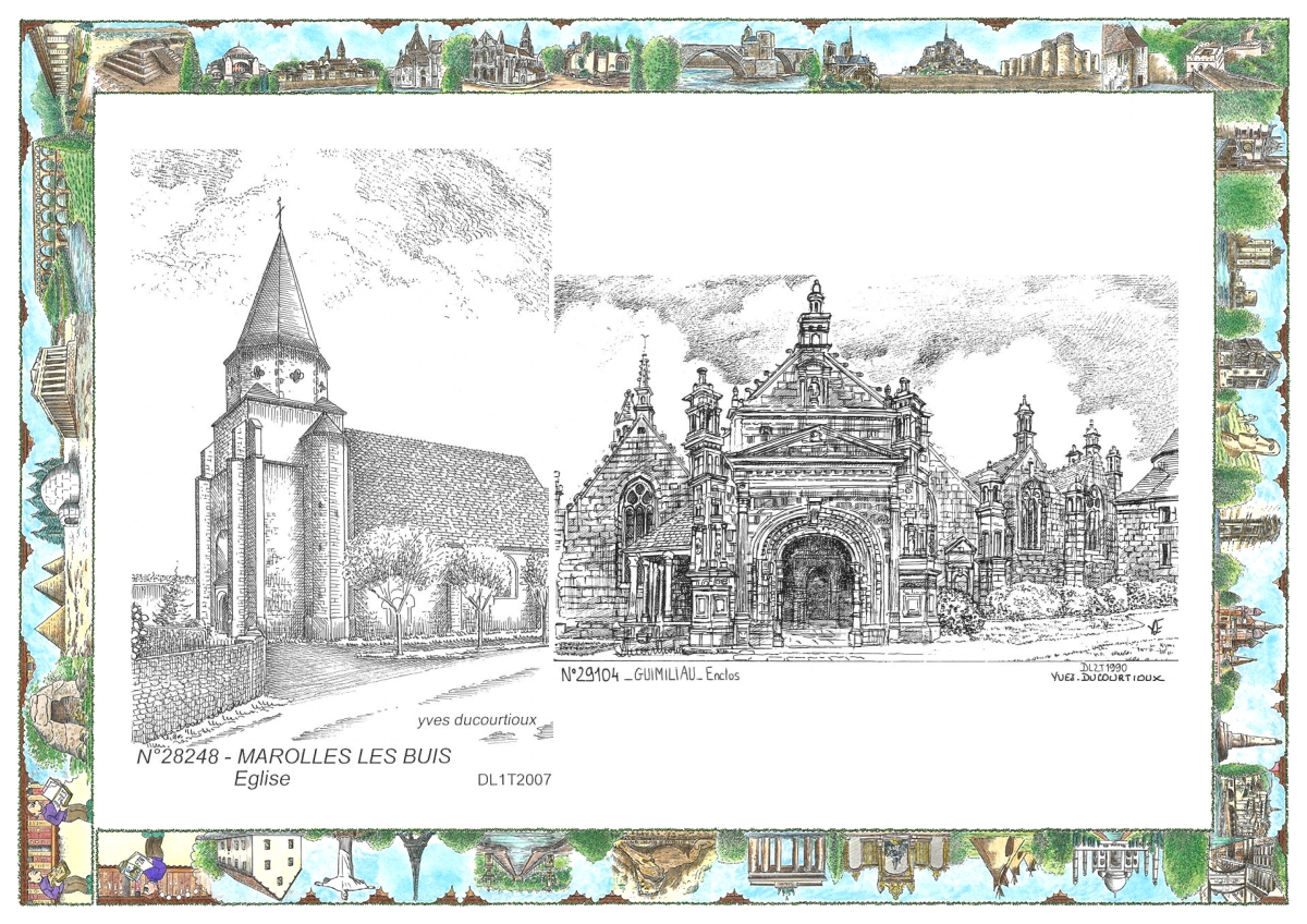 MONOCARTE N 28248-29104 - MAROLLES LES BUIS - église / GUIMILIAU - enclos