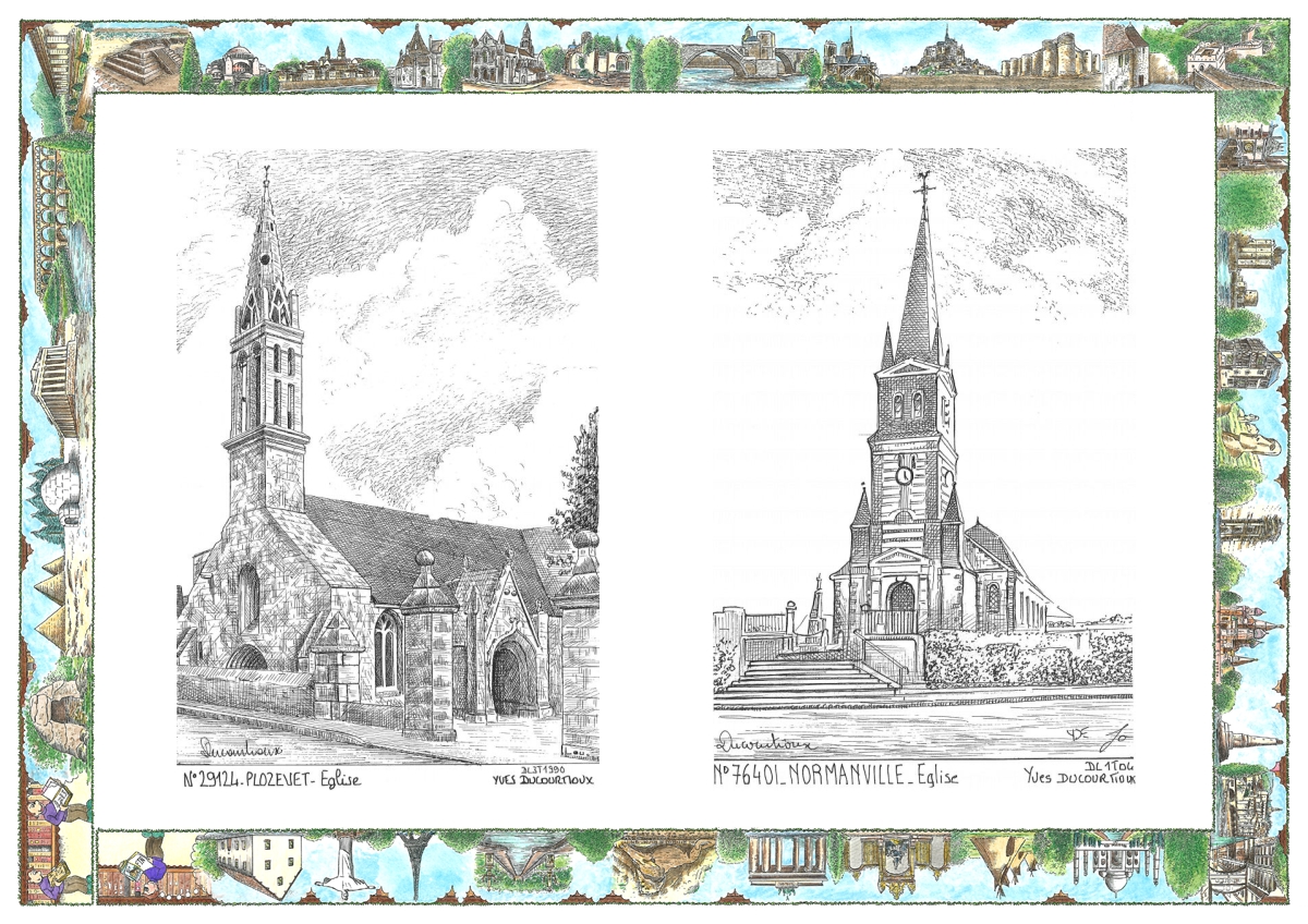 MONOCARTE N 29124-76401 - PLOZEVET - église / NORMANVILLE - église